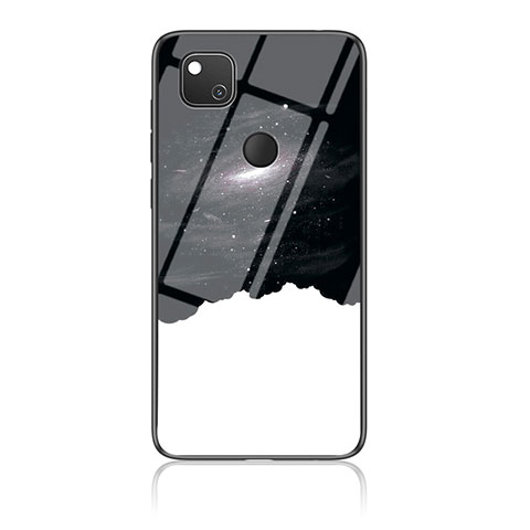 Custodia Silicone Gel Laterale Fantasia Modello Specchio Cover LS1 per Google Pixel 4a Nero