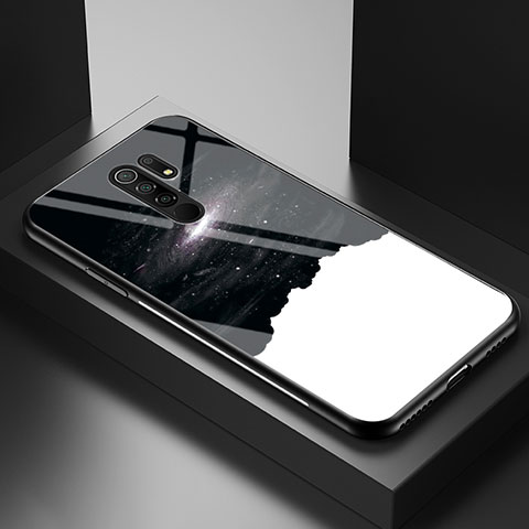 Custodia Silicone Gel Laterale Fantasia Modello Specchio Cover LS1 per Xiaomi Redmi 9 Prime India Nero
