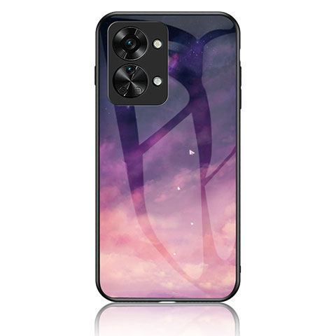 Custodia Silicone Gel Laterale Fantasia Modello Specchio Cover LS2 per OnePlus Nord 2T 5G Viola