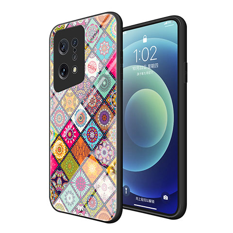 Custodia Silicone Gel Laterale Fantasia Modello Specchio Cover LS2 per Oppo Find X5 5G Multicolore