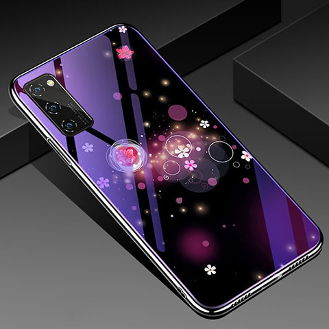 Custodia Silicone Gel Laterale Fantasia Modello Specchio Cover per Huawei Honor View 30 Pro 5G Viola