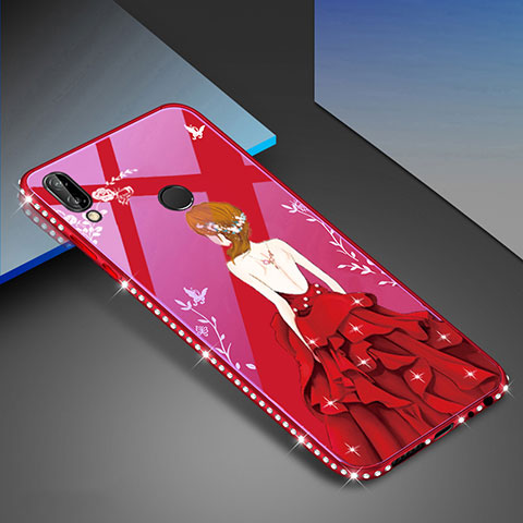 Custodia Silicone Gel Laterale Fantasia Modello Specchio Cover per Huawei P20 Lite Rosso