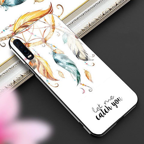 Custodia Silicone Gel Laterale Fantasia Modello Specchio Cover per Huawei P30 Bianco