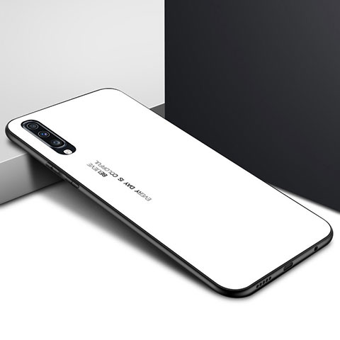 Custodia Silicone Gel Laterale Fantasia Modello Specchio Cover per Samsung Galaxy A70 Bianco
