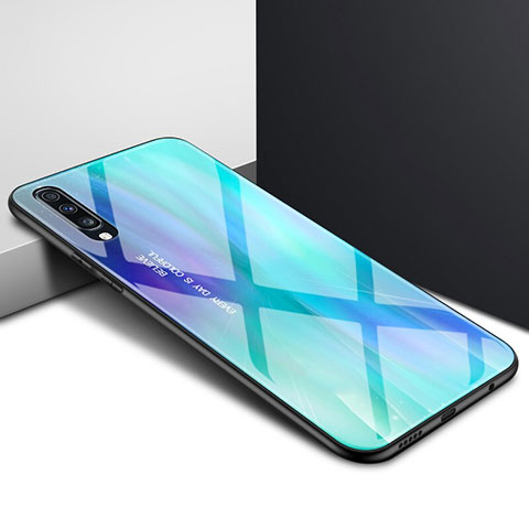 Custodia Silicone Gel Laterale Fantasia Modello Specchio Cover per Samsung Galaxy A70 Cielo Blu