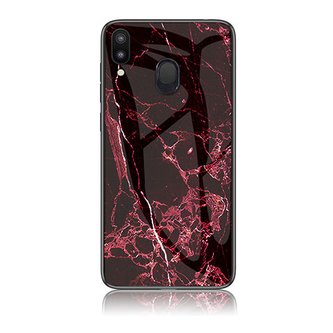 Custodia Silicone Gel Laterale Fantasia Modello Specchio Cover per Samsung Galaxy M20 Rosso