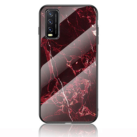 Custodia Silicone Gel Laterale Fantasia Modello Specchio Cover per Vivo Y12s Rosso