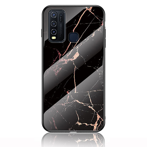 Custodia Silicone Gel Laterale Fantasia Modello Specchio Cover per Vivo Y50 Oro e Nero