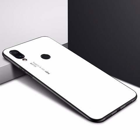 Custodia Silicone Gel Laterale Fantasia Modello Specchio Cover per Xiaomi Redmi Note 7 Bianco