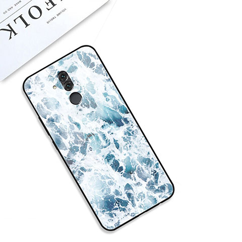 Custodia Silicone Gel Laterale Fantasia Modello Specchio Cover S01 per Huawei Mate 20 Lite Blu