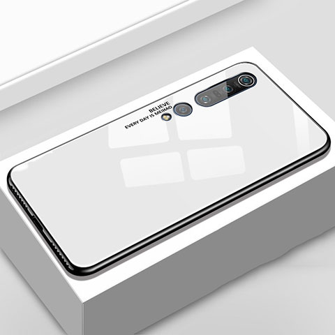 Custodia Silicone Gel Laterale Fantasia Modello Specchio Cover S01 per Xiaomi Mi 10 Pro Bianco