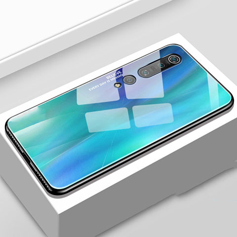 Custodia Silicone Gel Laterale Fantasia Modello Specchio Cover S01 per Xiaomi Mi 10 Pro Cielo Blu