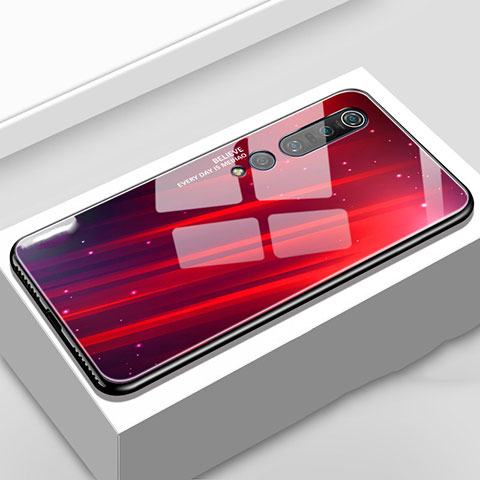 Custodia Silicone Gel Laterale Fantasia Modello Specchio Cover S01 per Xiaomi Mi 10 Pro Rosso