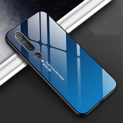 Custodia Silicone Gel Laterale Fantasia Modello Specchio Cover S02 per Xiaomi Mi 10 Blu
