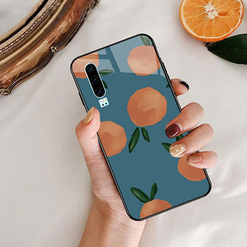 Custodia Silicone Gel Laterale Fantasia Modello Specchio Cover S04 per Huawei P30 Blu