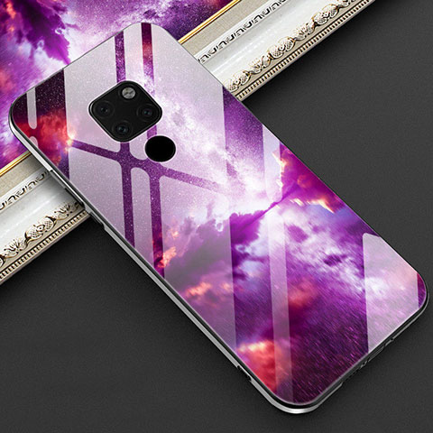 Custodia Silicone Gel Laterale Fantasia Modello Specchio Cover Z01 per Huawei Mate 20 Viola