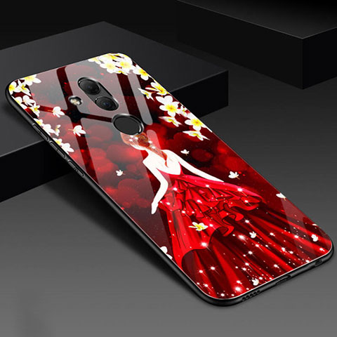 Custodia Silicone Gel Laterale Fiori Specchio Cover H02 per Huawei Mate 20 Lite Rosso