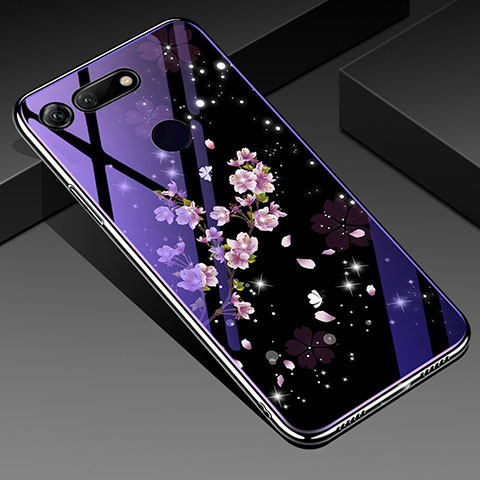 Custodia Silicone Gel Laterale Fiori Specchio Cover K01 per Huawei Honor V20 Viola