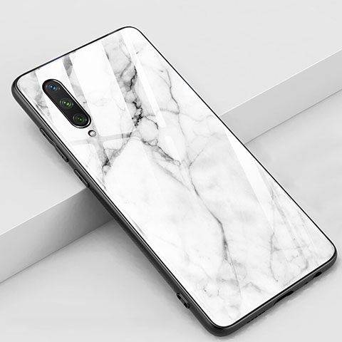 Custodia Silicone Gel Laterale Fiori Specchio Cover K03 per Xiaomi Mi A3 Bianco