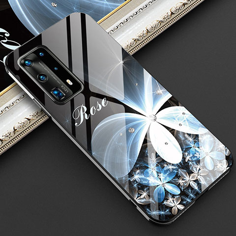 Custodia Silicone Gel Laterale Fiori Specchio Cover per Huawei P40 Pro+ Plus Multicolore