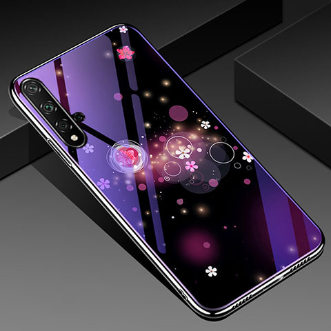 Custodia Silicone Gel Laterale Fiori Specchio Cover S01 per Huawei Honor 20 Viola