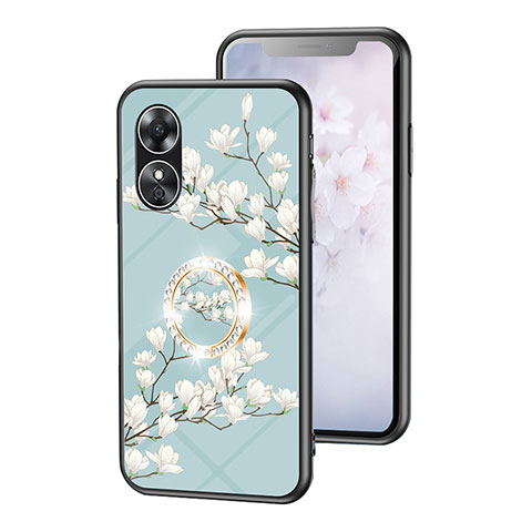 Custodia Silicone Gel Laterale Fiori Specchio Cover S01 per Oppo A17 Ciano