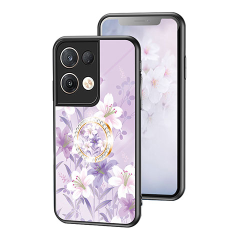 Custodia Silicone Gel Laterale Fiori Specchio Cover S01 per Oppo Reno8 Pro 5G Lavanda