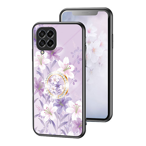 Custodia Silicone Gel Laterale Fiori Specchio Cover S01 per Samsung Galaxy M53 5G Lavanda