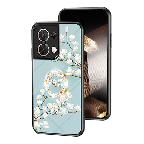 Custodia Silicone Gel Laterale Fiori Specchio Cover S01 per Xiaomi Redmi Note 13 Pro 5G Ciano