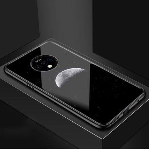 Custodia Silicone Gel Laterale Mistica Luna Stelle Specchio Cover per OnePlus 7T Nero