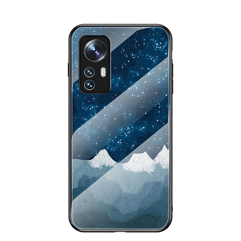 Custodia Silicone Gel Laterale Mistica Luna Stelle Specchio Cover per Xiaomi Mi 12S Pro 5G Blu