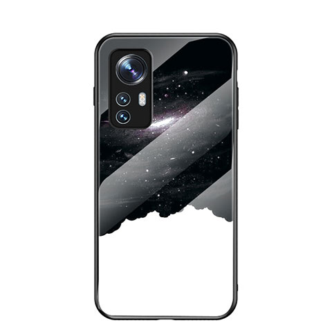 Custodia Silicone Gel Laterale Mistica Luna Stelle Specchio Cover per Xiaomi Mi 12X 5G Bianco