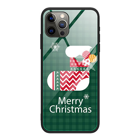 Custodia Silicone Gel Laterale Natale Modello Specchio Cover per Apple iPhone 12 Pro Verde