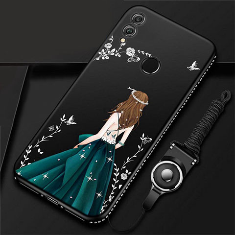 Custodia Silicone Gel Morbida Abito Ragazza Cover per Huawei Honor 10 Lite Nero