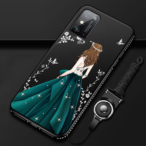 Custodia Silicone Gel Morbida Abito Ragazza Cover per Huawei Honor X10 Max 5G Nero