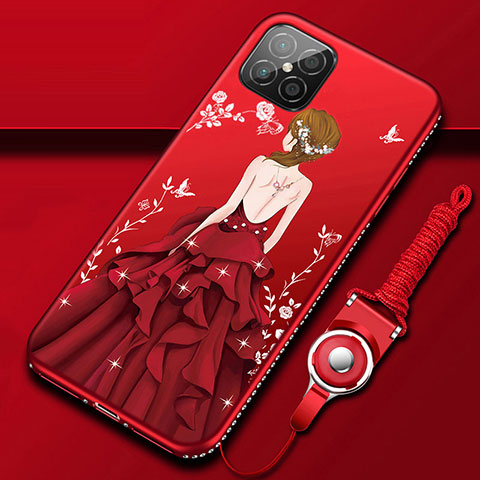 Custodia Silicone Gel Morbida Abito Ragazza Cover per Huawei Nova 8 SE 5G Rosso