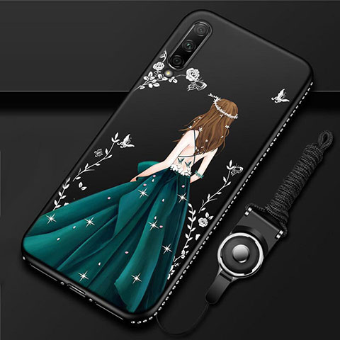 Custodia Silicone Gel Morbida Abito Ragazza Cover per Huawei Y9s Verde