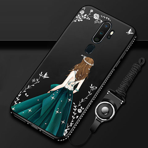 Custodia Silicone Gel Morbida Abito Ragazza Cover per Oppo A5 (2020) Verde