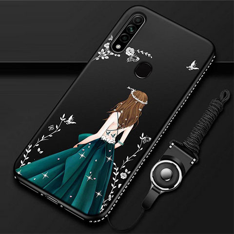 Custodia Silicone Gel Morbida Abito Ragazza Cover per Oppo A8 Verde