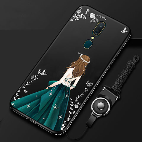 Custodia Silicone Gel Morbida Abito Ragazza Cover per Oppo A9 Nero