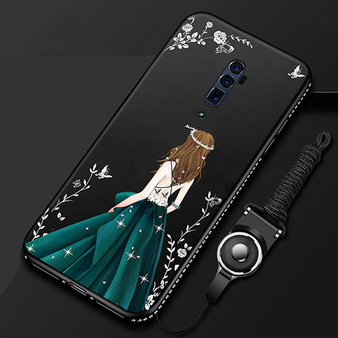 Custodia Silicone Gel Morbida Abito Ragazza Cover per Oppo Reno 10X Zoom Nero