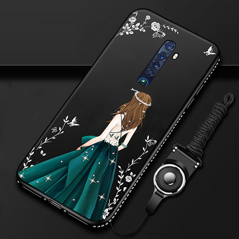 Custodia Silicone Gel Morbida Abito Ragazza Cover per Oppo Reno2 Nero