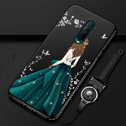 Custodia Silicone Gel Morbida Abito Ragazza Cover per Oppo RX17 Pro Verde