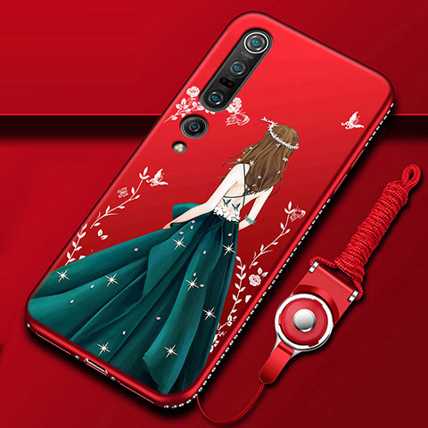 Custodia Silicone Gel Morbida Abito Ragazza Cover per Xiaomi Mi 10 Pro Multicolore