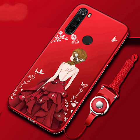 Custodia Silicone Gel Morbida Abito Ragazza Cover per Xiaomi Redmi Note 8 Rosso