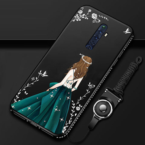 Custodia Silicone Gel Morbida Abito Ragazza Cover S01 per Oppo Reno2 Z Nero