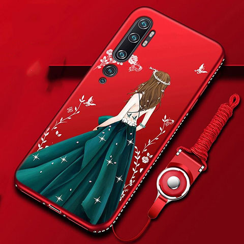 Custodia Silicone Gel Morbida Abito Ragazza Cover S01 per Xiaomi Mi Note 10 Multicolore