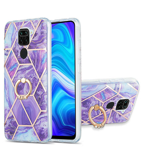 Custodia Silicone Gel Morbida Fantasia Modello Cover con Anello Supporto Y01B per Xiaomi Redmi 10X 4G Viola