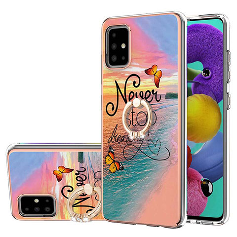 Custodia Silicone Gel Morbida Fantasia Modello Cover con Anello Supporto Y03B per Samsung Galaxy A51 5G Multicolore