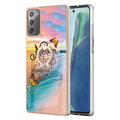 Custodia Silicone Gel Morbida Fantasia Modello Cover con Anello Supporto Y03B per Samsung Galaxy Note 20 5G Multicolore